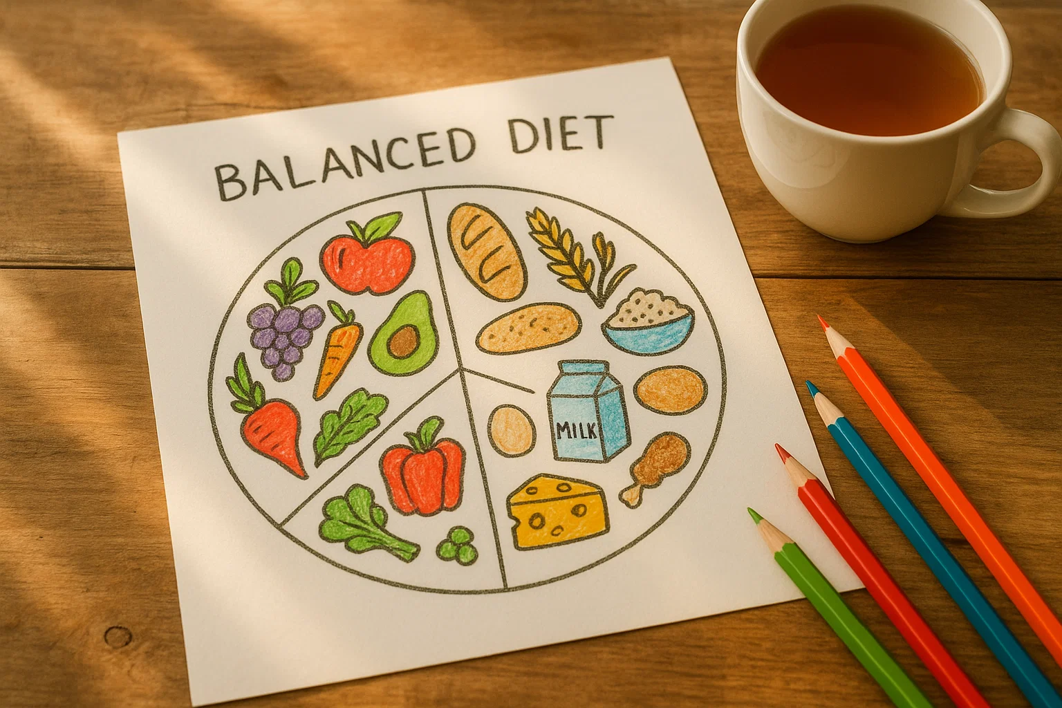 balanced diet chart drawing