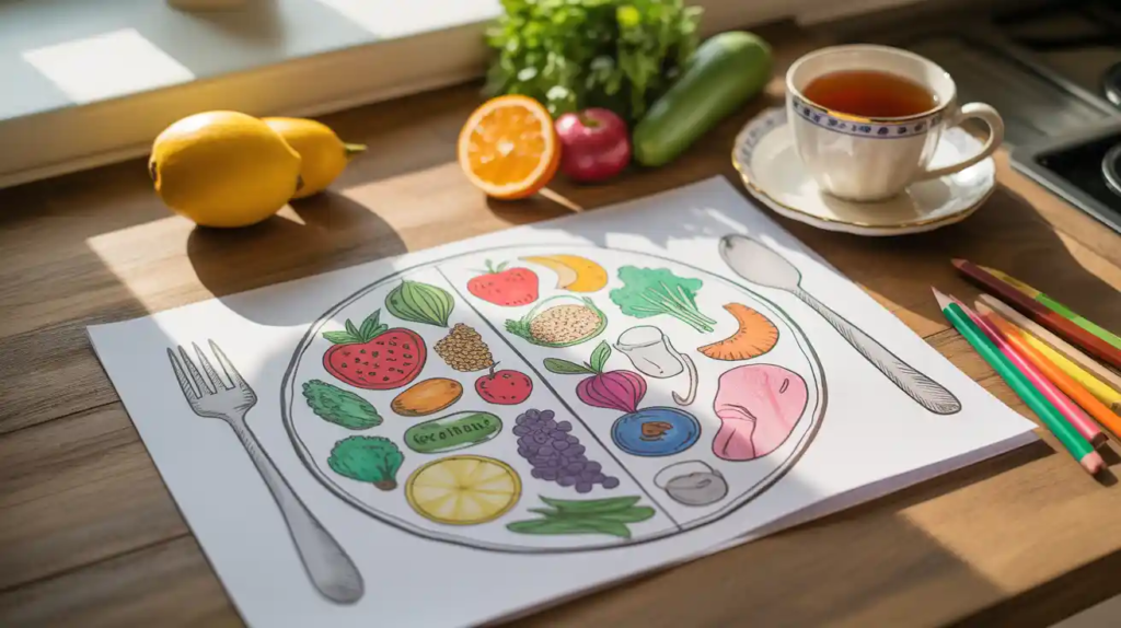 balanced diet chart drawing