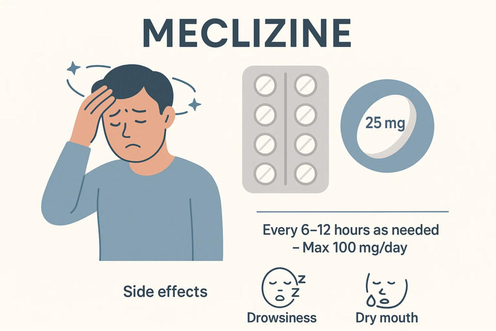 how often can i take meclizine 25 mg for vertigo