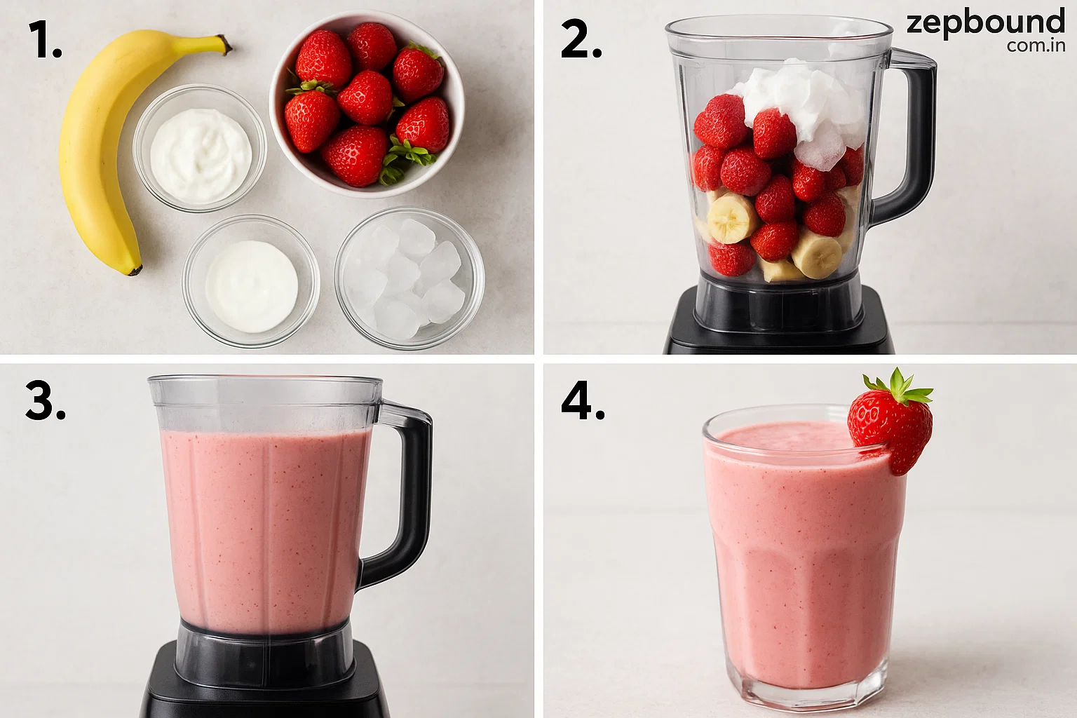 how to make a strawberry banana smoothie at home